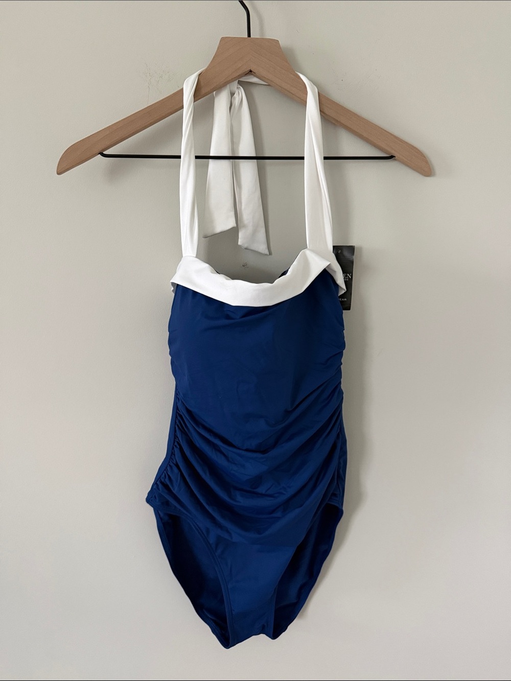 Ralph Lauren Blue and White One-Piece Swimsuit